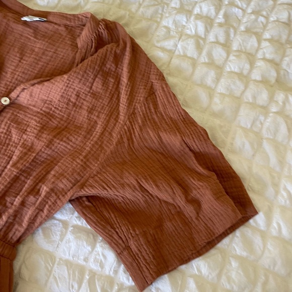 Jacks surf board gauze Rust Button-Up Romper - Picture 2 of 8